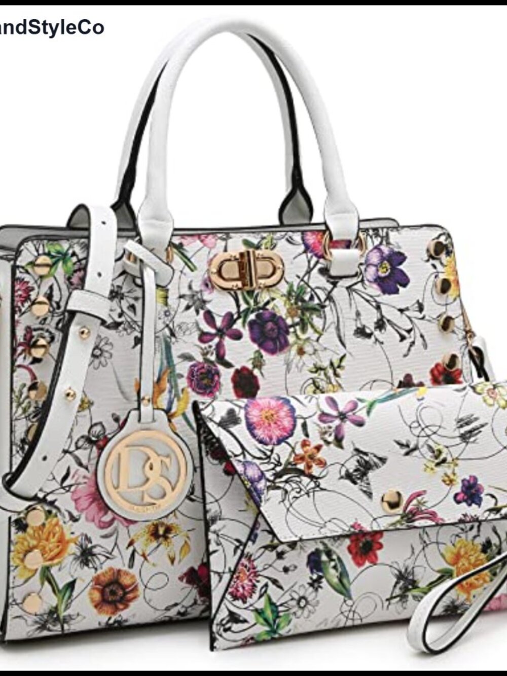 Women Satchel Handbag Work Tote Shoulder Bag Purse with Matching Clutch 2pcs